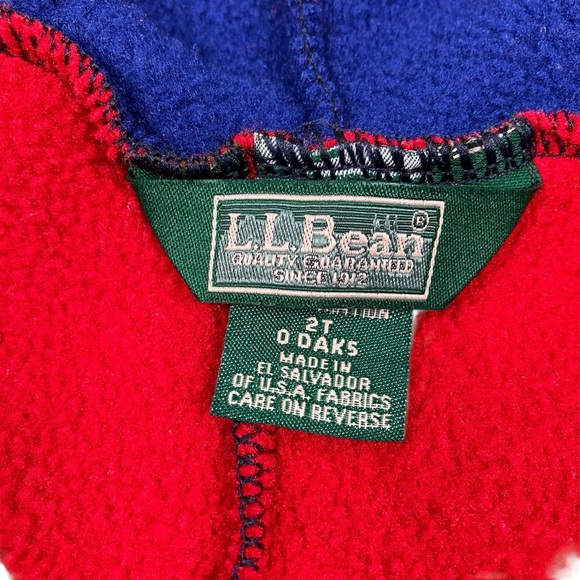 Vintage 90s LL Bean Kids Red & Blue Fleece Snow Suit Bunting One Piece Hooded - Picture 10 of 15